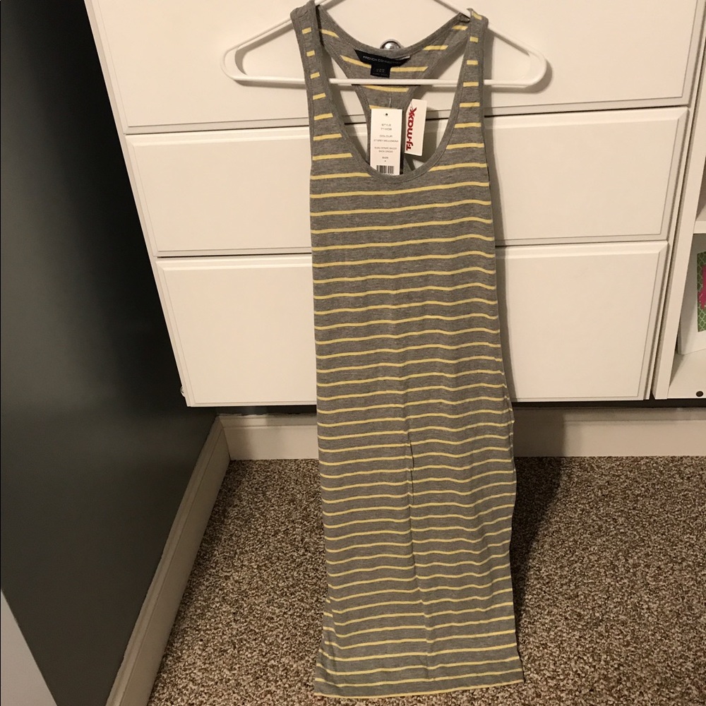Yellow and grey striped sun dress