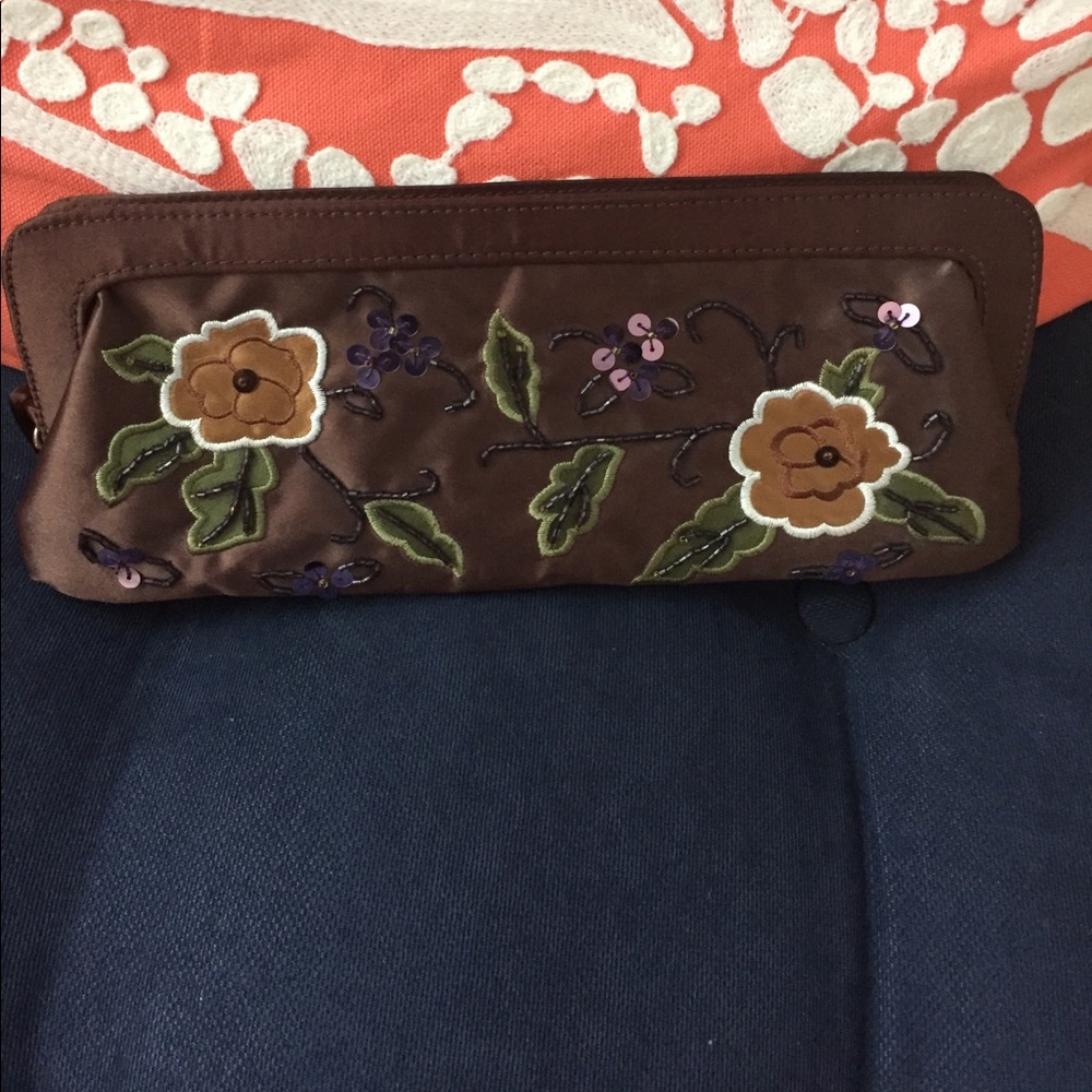 Elegant Beaded satin Avon clutch never used