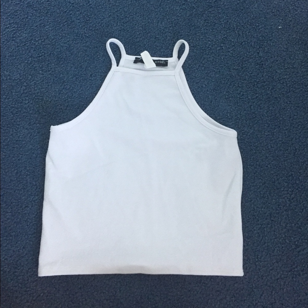 White high neck crop too