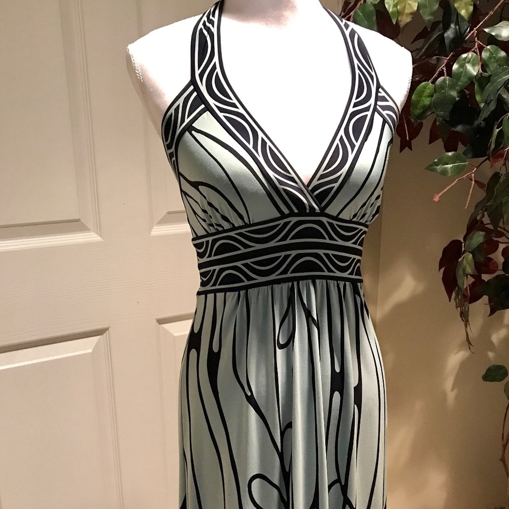BCBG Maxazria Maxi Halter Dress Aqua/Blue XS