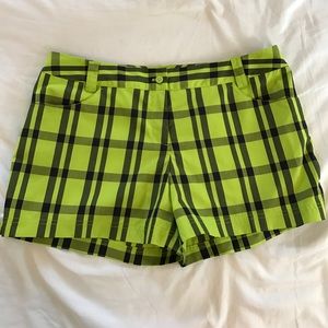 Adidas green&black plaid shorts