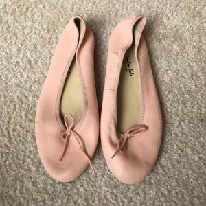 Pink leather ballet slippers