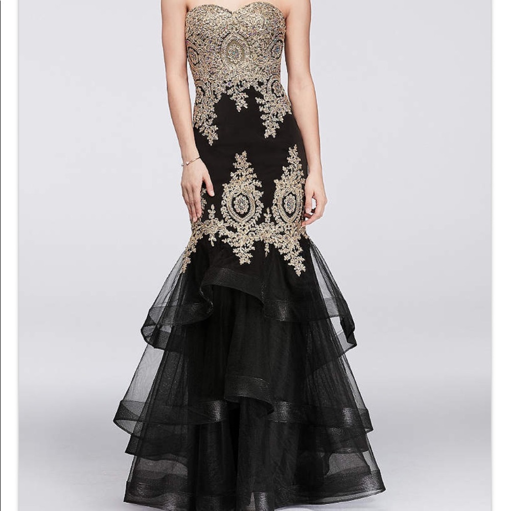 Black and gold gown and the fit and flare slip