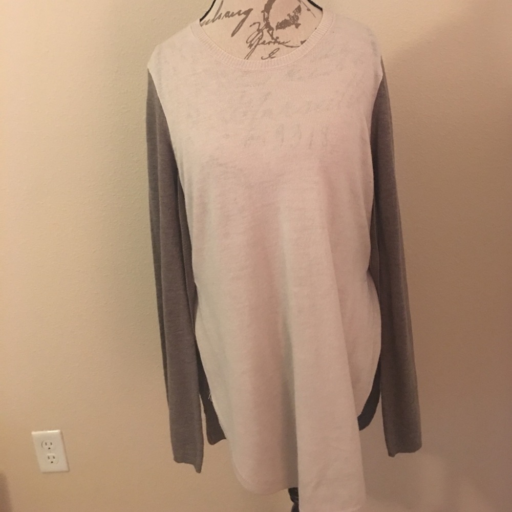 Cream & Brown Colorblock Sweater