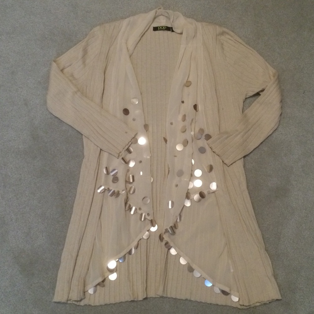 POP Taupe Waterfall Cardigan