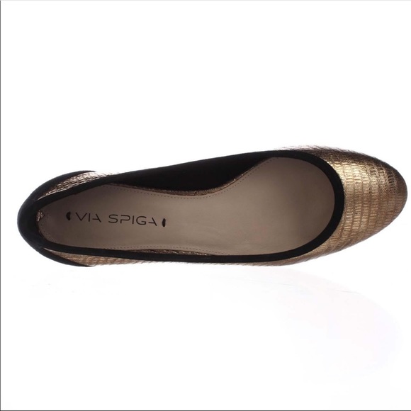 Via Spiga Gold / Black demitria flat gold shoe metallic - Picture 3 of 3