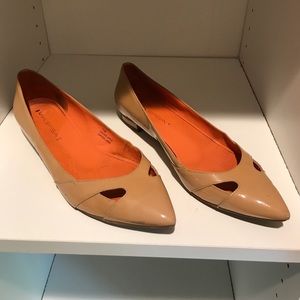 Patten leather flats