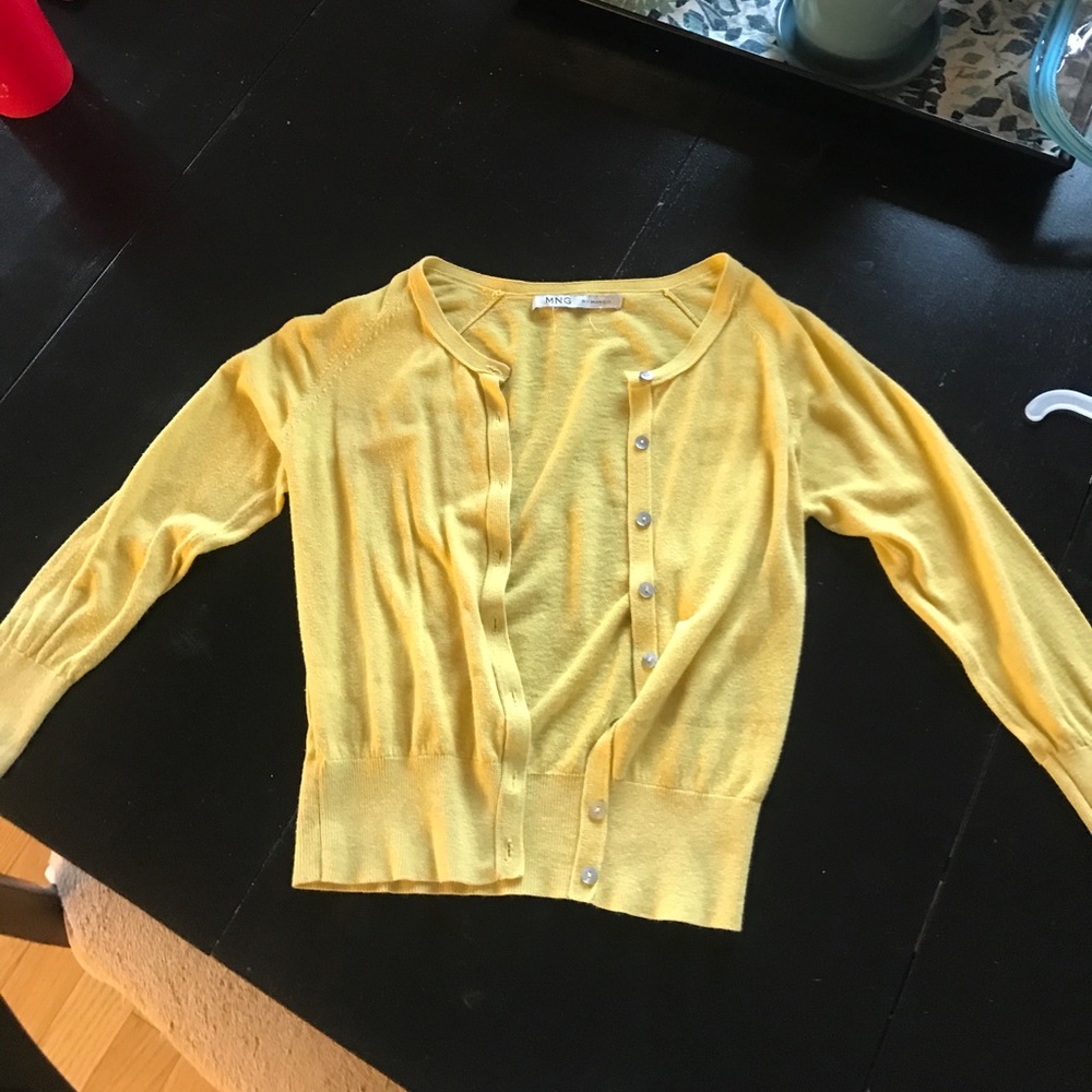 Yellow button up cardigan