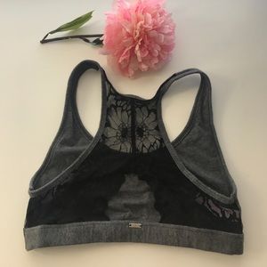 PINK Gray lace back cotton bralette