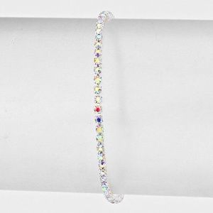 A beautiful silver rhinestone tennis bracelet.