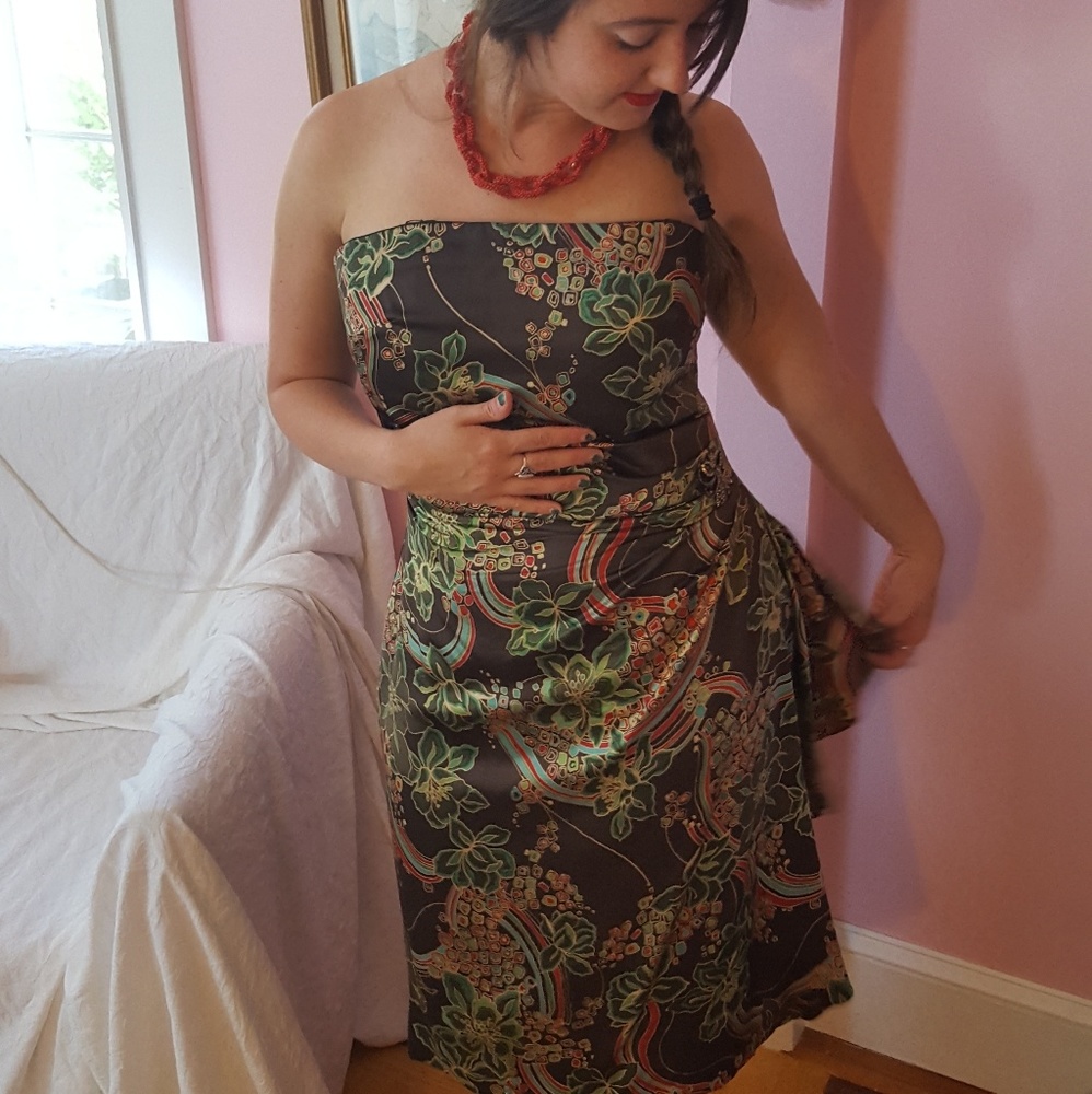 Kay Unger strapless dress silk