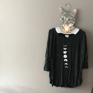 boho jersey knit moon print flowy top