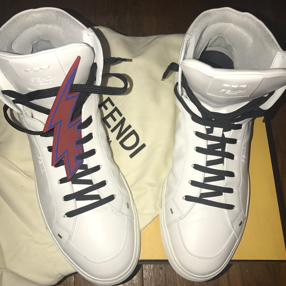 FENDI Bolt Faces Leather Hi-Tops