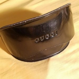 Gucci black patent leather sunglass case