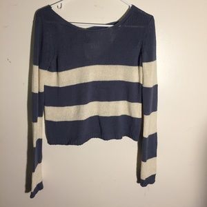 White and blue striped sweater