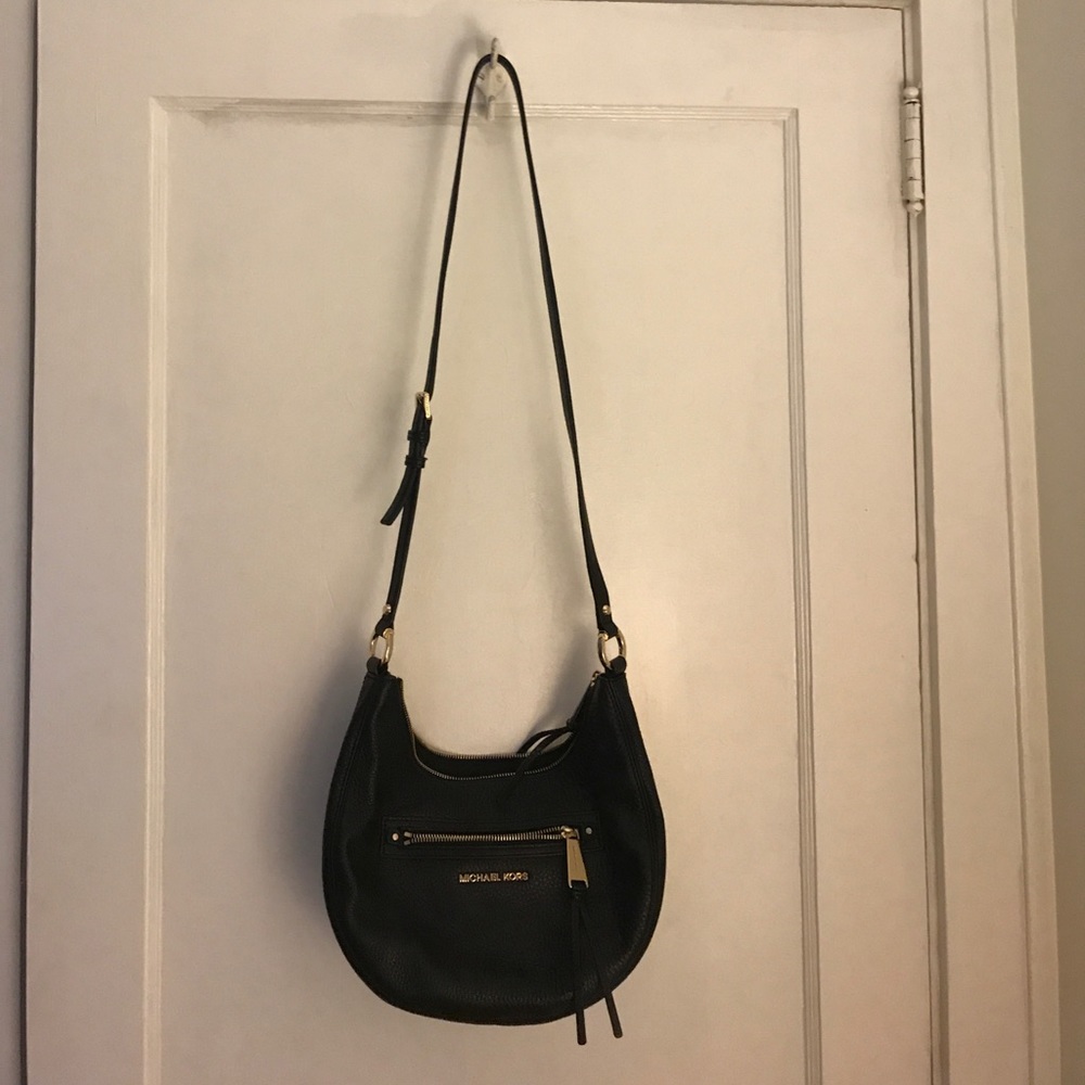 Held @mfrome: Michael Kors Black Leather Crossbody