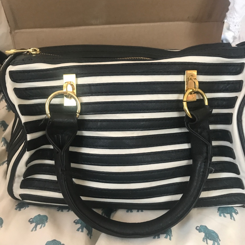 Black & White Striped Purse