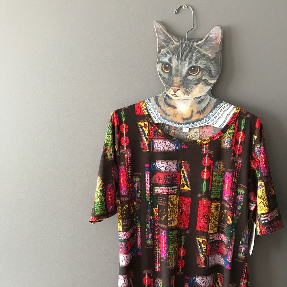 NWT LuLaRoe XL julia unicorn book print