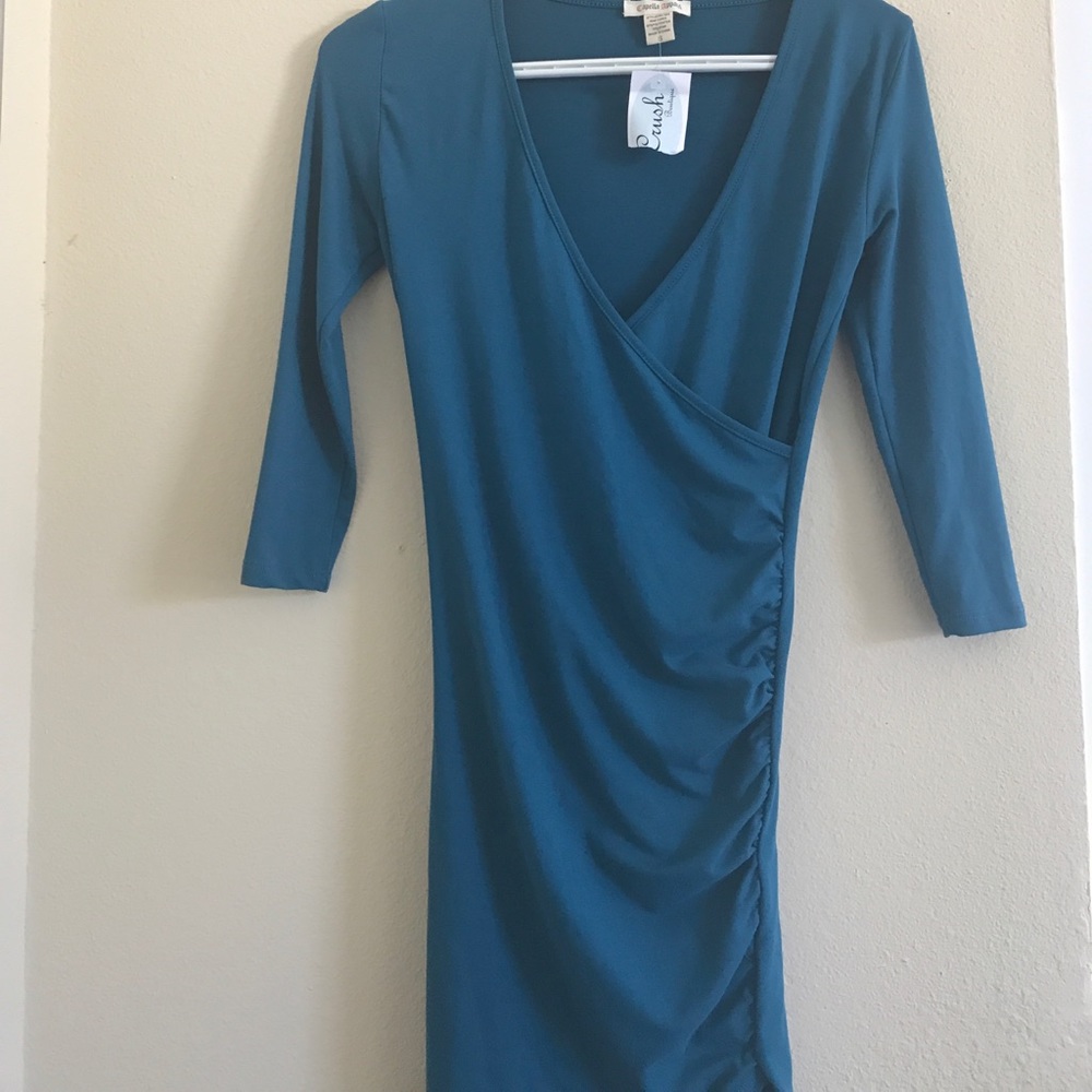 Teal body con dress