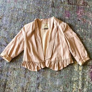 Anthropologie Cartonnier Pink Ruffle Blazer
