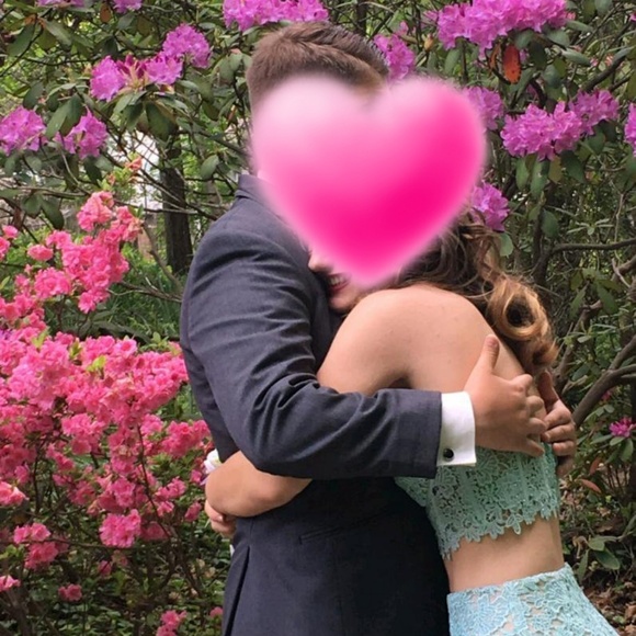 Blue sequined and lace prom dress - Picture 3 of 3