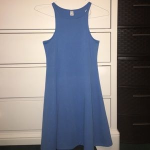 Blue high neck dress