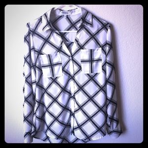 Black and White Striped Express Portofino Shirt