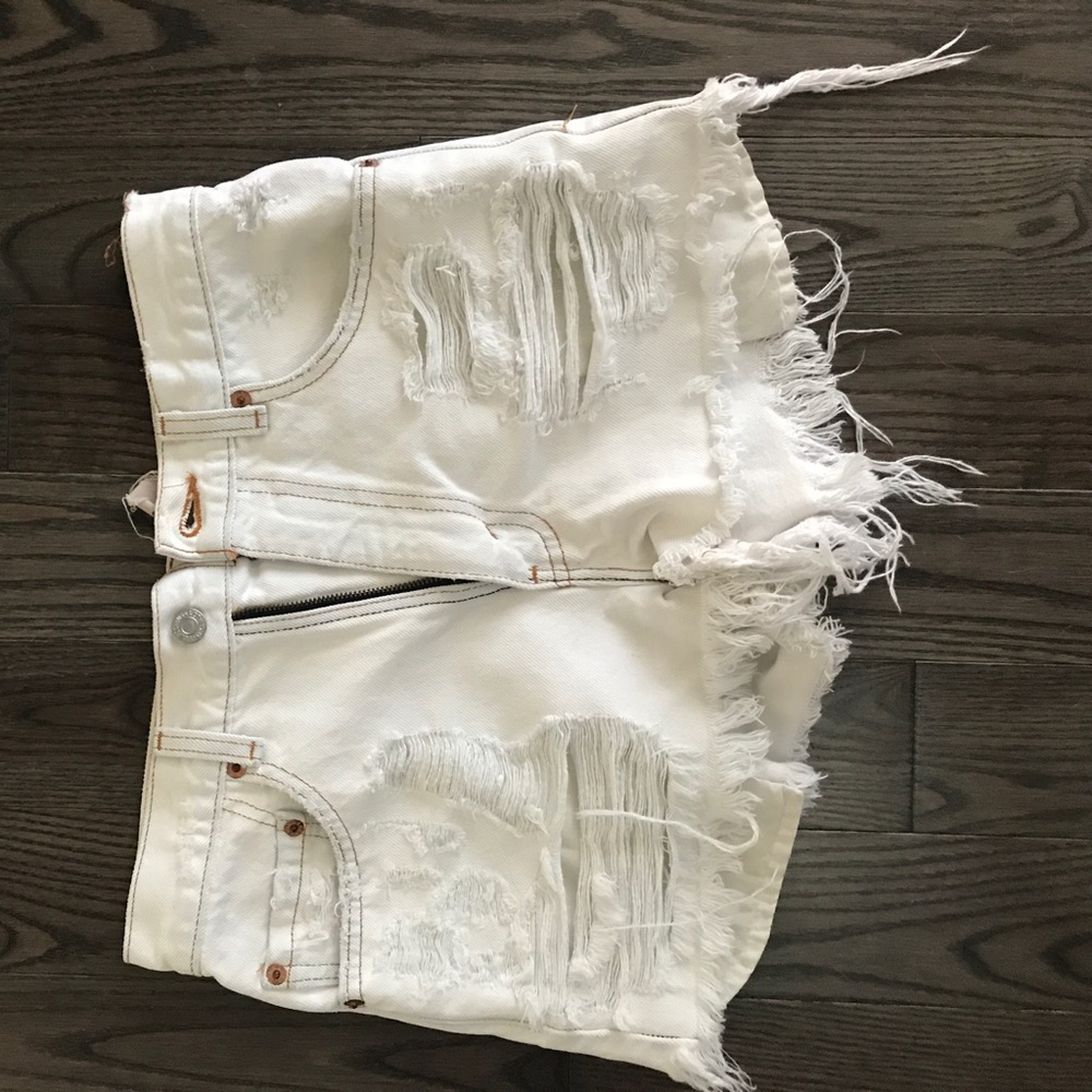 White Levi shorts
