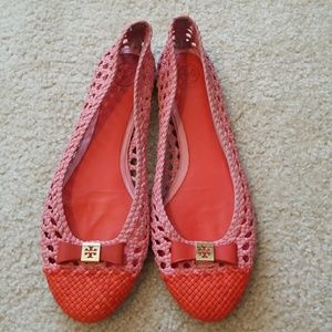 Tory Burch Carlyle Woven Leather Ballerina Flat