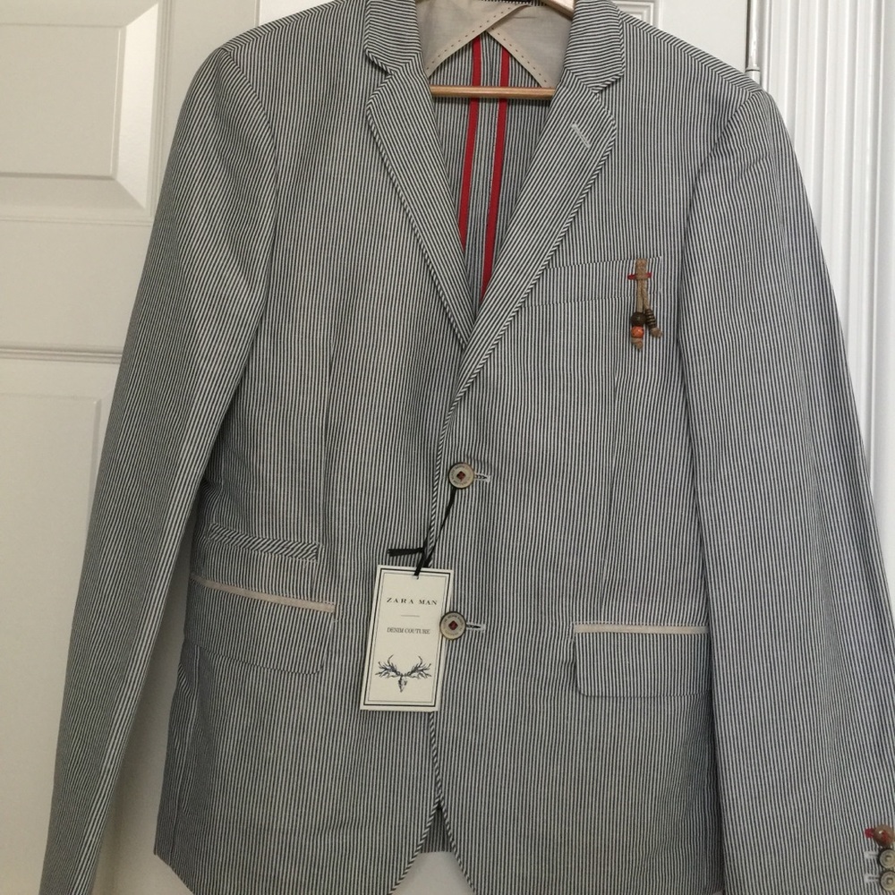 Zara summer seersucker blazer jacket