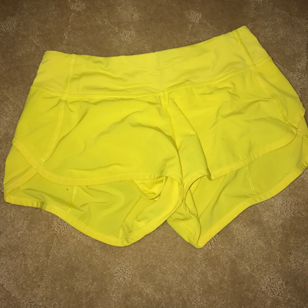 Yellow lululemon speed shorts size 4