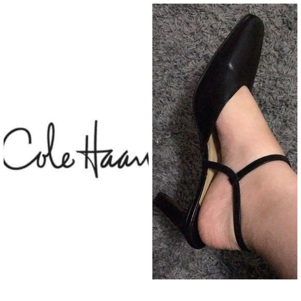 cole haan black kitten heel mules