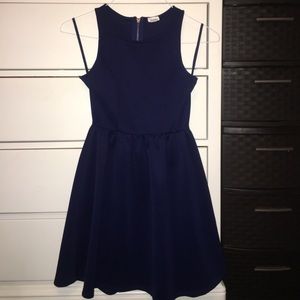 GARAGE FIT AND FLARE NAVY DRESS