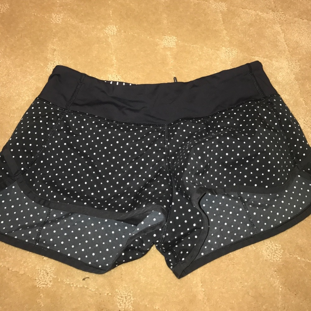 Black polka dot reflective lululemon speed shorts