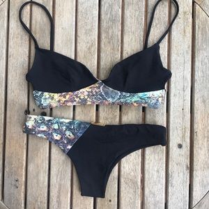 San Lorenzo Black Tropical snake print bikini