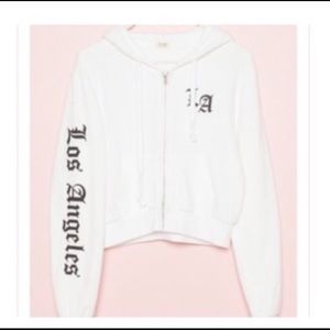 ISO White Cropped LA Hoodie