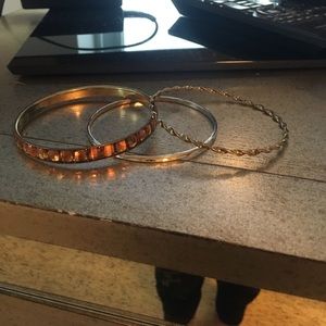 3 gold bangles set