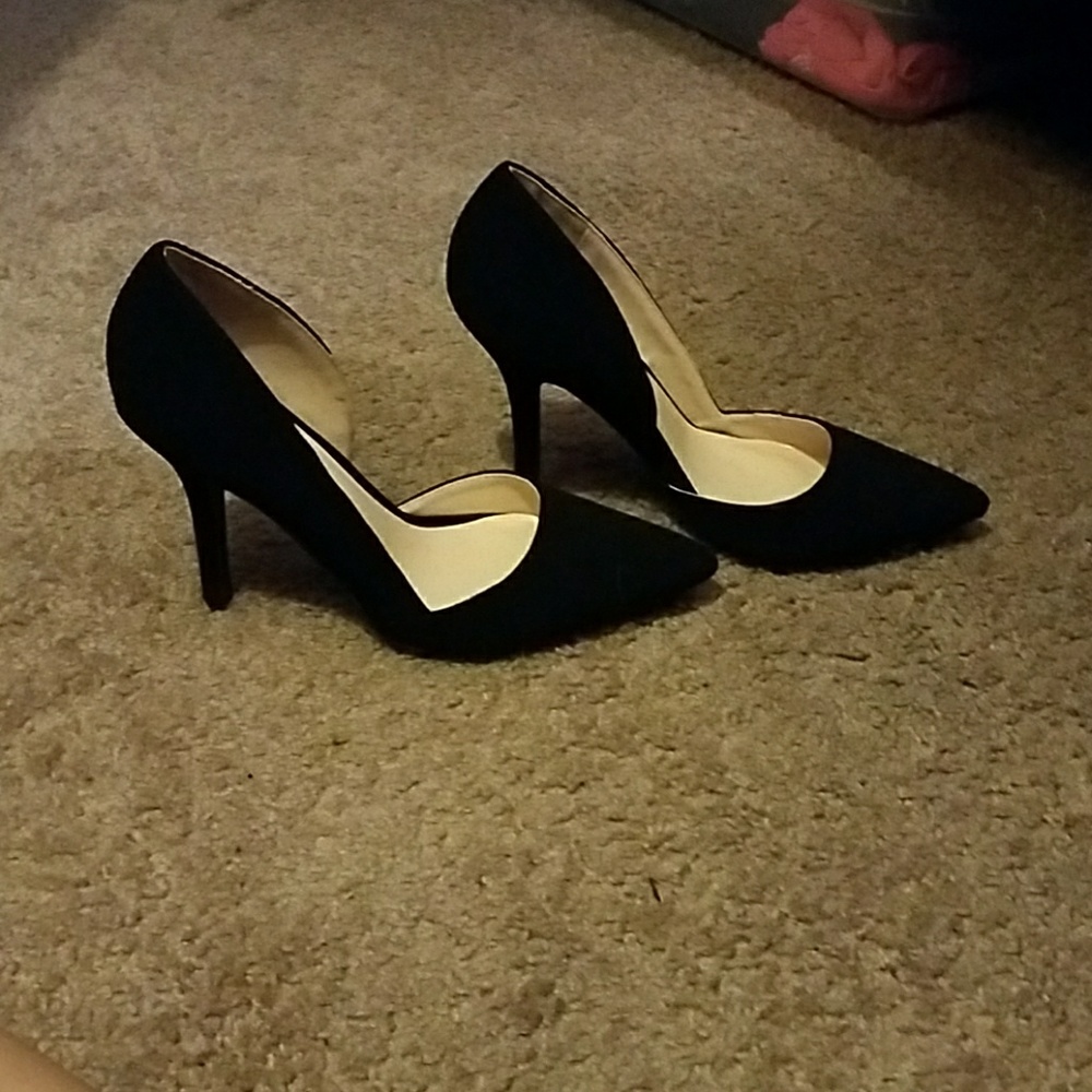 Velvet-like material heels