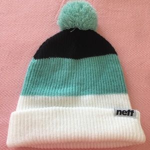'Neff' Brand black, white and blue knit beanie