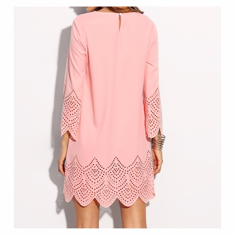 ❗️FINAL PRICE Pink Cut Out Scallop Shift Dress - Picture 3 of 6