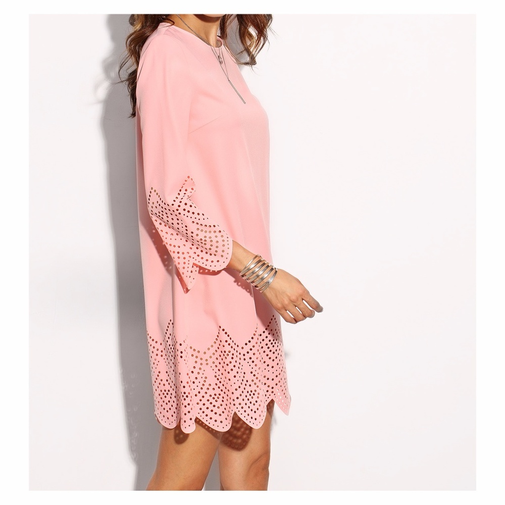 ❗️FINAL PRICE Pink Cut Out Scallop Shift Dress - Picture 2 of 6