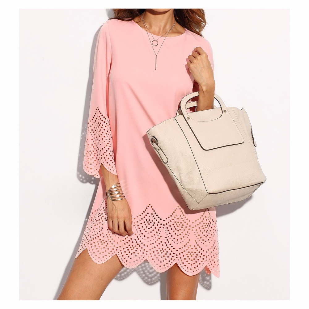 ❗️FINAL PRICE Pink Cut Out Scallop Shift Dress - Picture 6 of 6