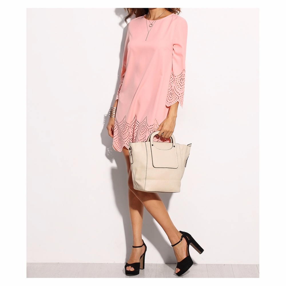 ❗️FINAL PRICE Pink Cut Out Scallop Shift Dress - Picture 4 of 6