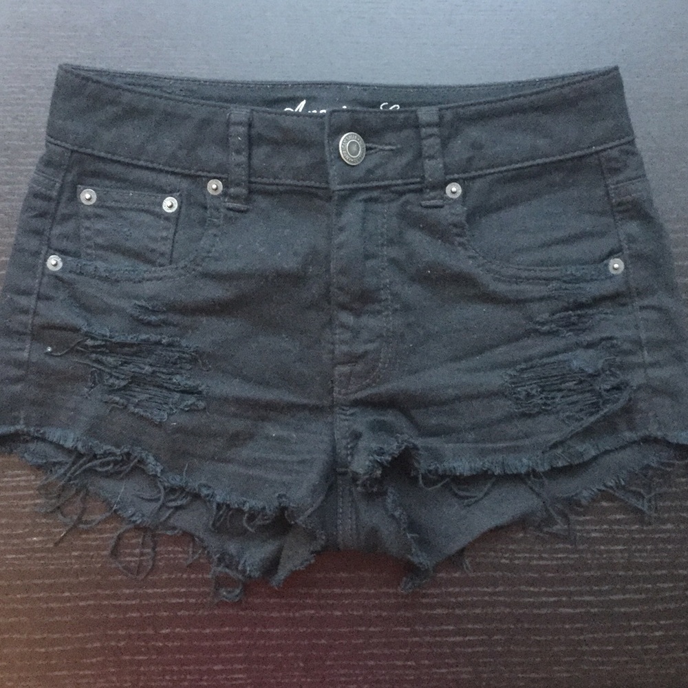 Black high waisted denim shorts