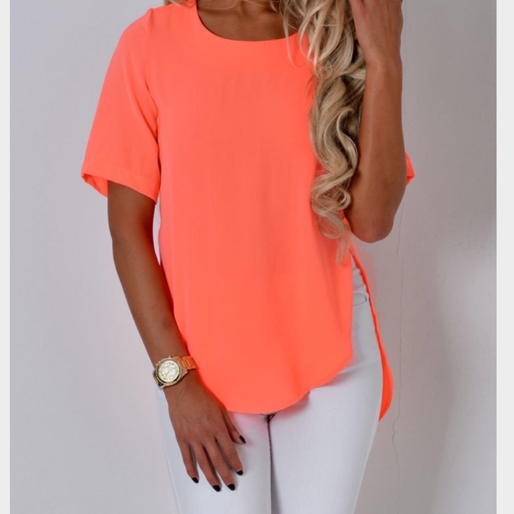 Coral polyester top