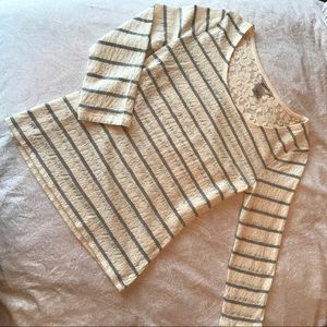 Ivory and grey lace striped shirt