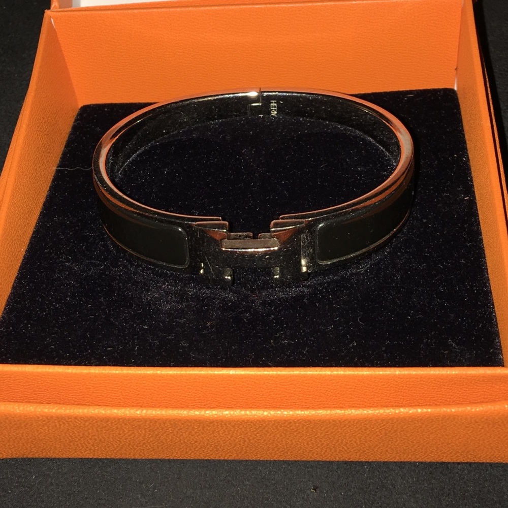 Hermes H Clic Clac Bangle Black/palladium.