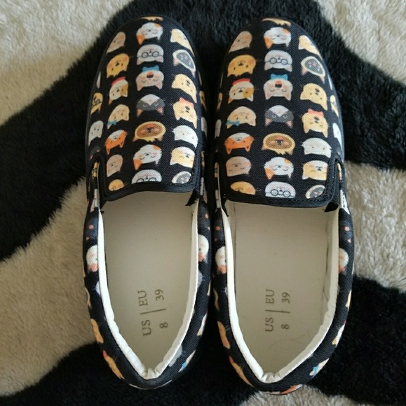 Cute Kitty Slip On Shoes Women's Size 8 Black - Picture 1 of 4