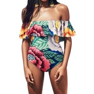 One piece off the shoulder swim suite