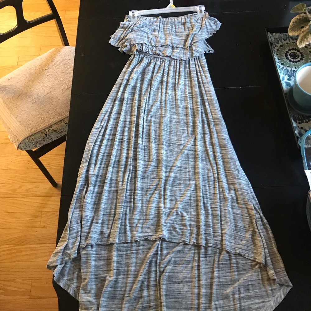 Strapless ruffled high low dress